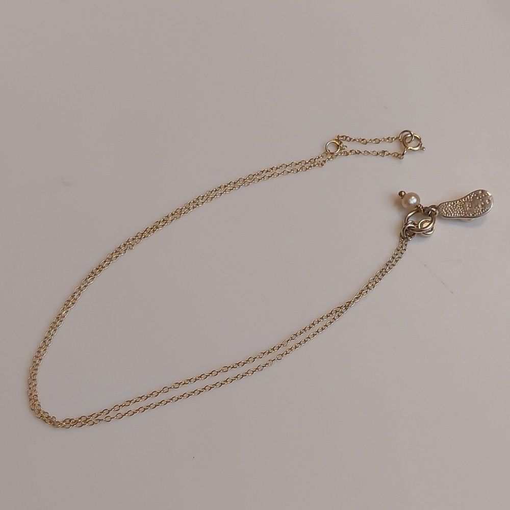 Dainty Freshwater Pearl CZ Crystal Flip Flop Pendant Sterling Silver Necklace - Picture 3 of 3